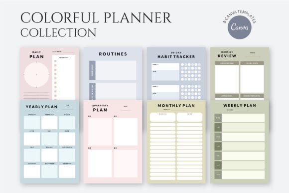Download Colorful CANVA Planner Template Set - Premium Resources