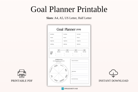 Download 2026 Life Balance | 4-Year Goal Planner - Goal planner Collection