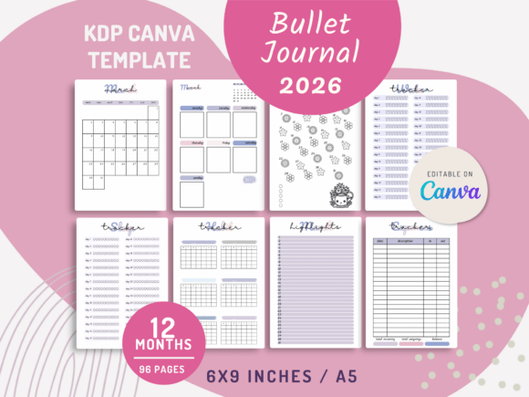 Download CANVA 2026 Bullet Journal Template - Premium Bundle
