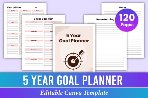Download 5 Year Goal Planner Canva Kdp Interior - Goal planner Collection