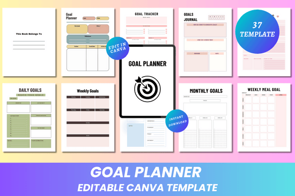 Download Editable Goal Planner Canva KDP Interior - Goal planner Collection