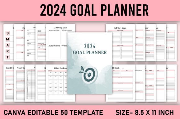 Download 2024 Goal Planner Canva Template - Goal planner Collection