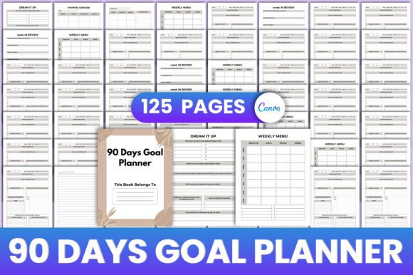 Download 90 Days Goal Planner Canva Interior - Goal planner Collection