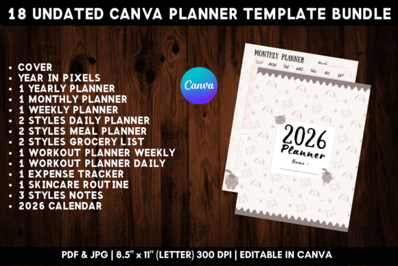 Download Printable Canva Planner Template Bundle - Premium Resources