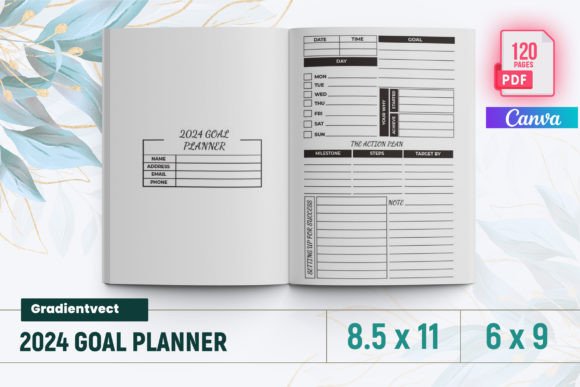 Download (KDP) 2024 Goal Planner Canva - Goal planner Collection