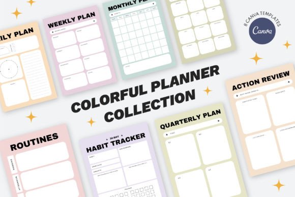 Download Colorful CANVA Planner Template Set - Premium Resources