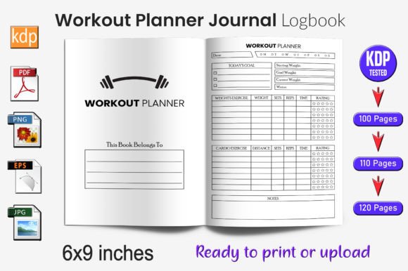 Download Workout Planner Journal Log Book | KDP I - Log book Collection